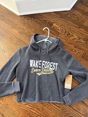 Blue 84 Women's Gray Wake Forest Demon Deacons Hooded Cropped Sweatshirt
